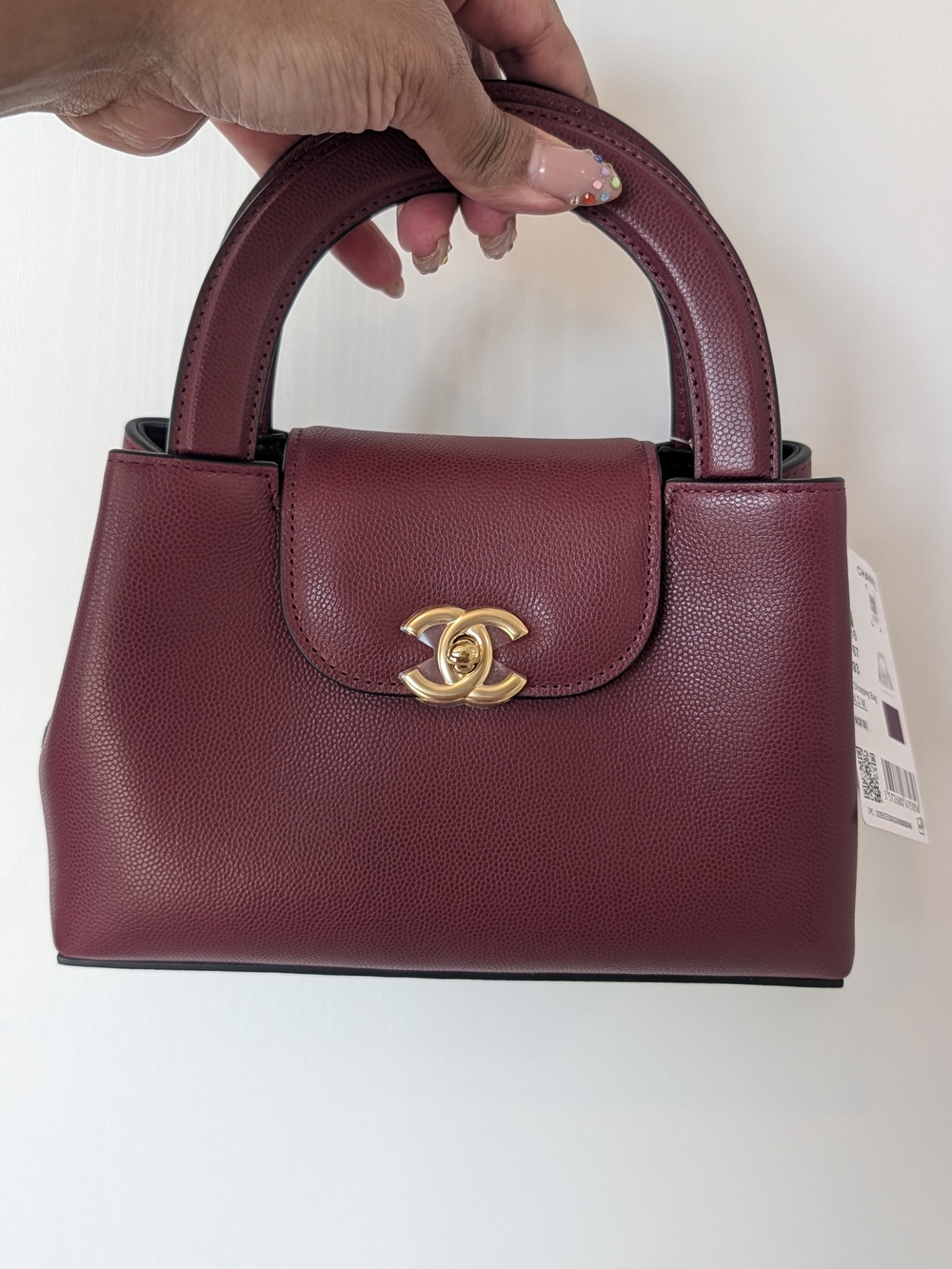 Chanel 2026 Mini Kelly Shopper In Dark Burgundy Grained Calfskin